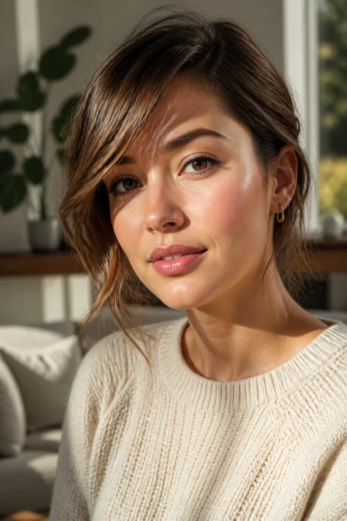 28 Messy Bangs Ideas for Round Faces