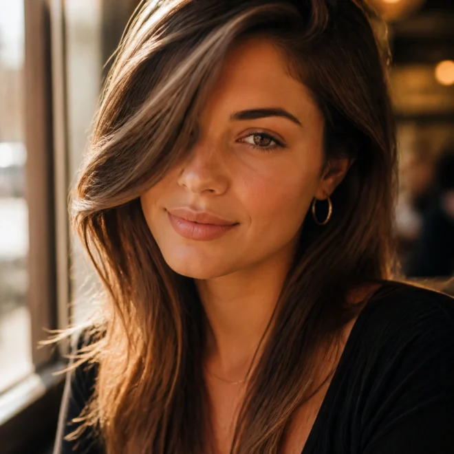 18 Long Fringe Hairstyles for Round Faces