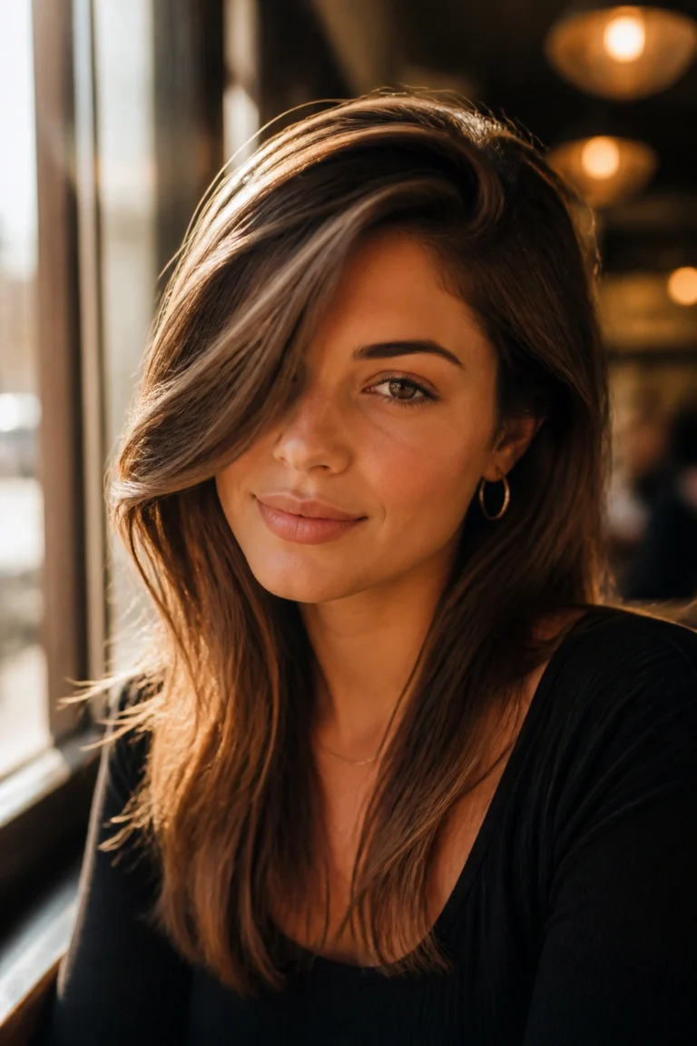 18 Long Fringe Hairstyles for Round Faces