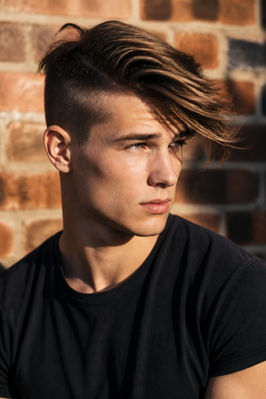 Portrait of a person with side-swept fringe undercut