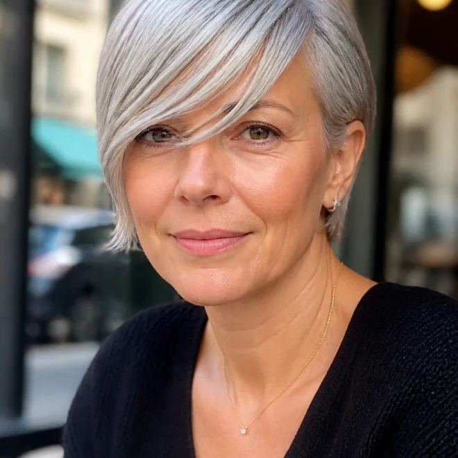 22 Grey Bangs Ideas for Round Faces
