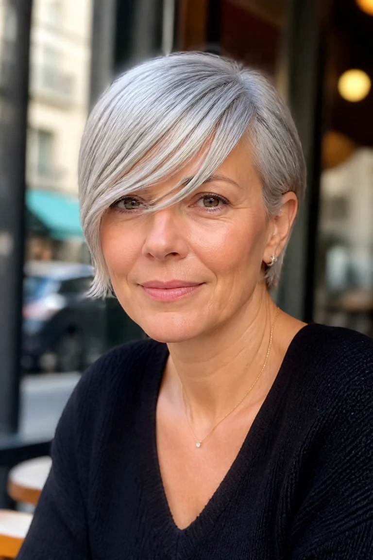 22 Grey Bangs Ideas for Round Faces