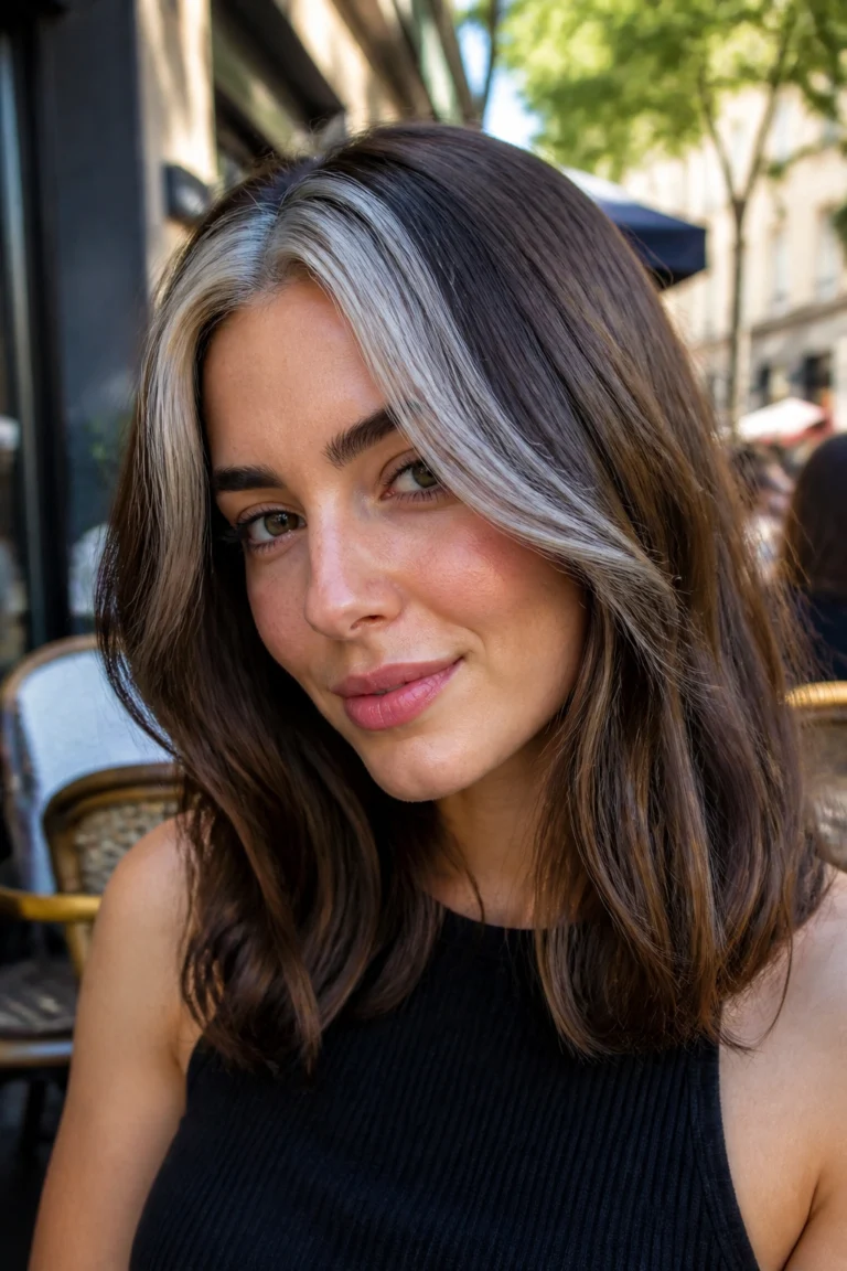 15 Skunk Stripe Hair Colors for Brown Hair
