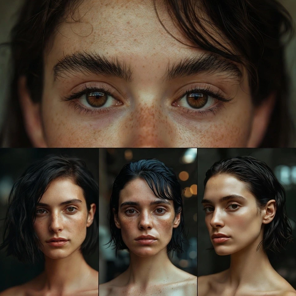 Portrait of a real woman with a slicked side-tuck hairstyle
