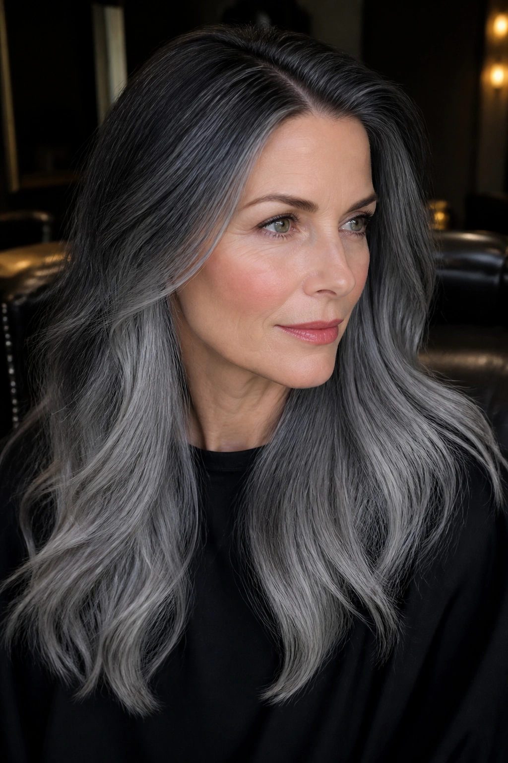 Close-up of smoky charcoal roots on a real person