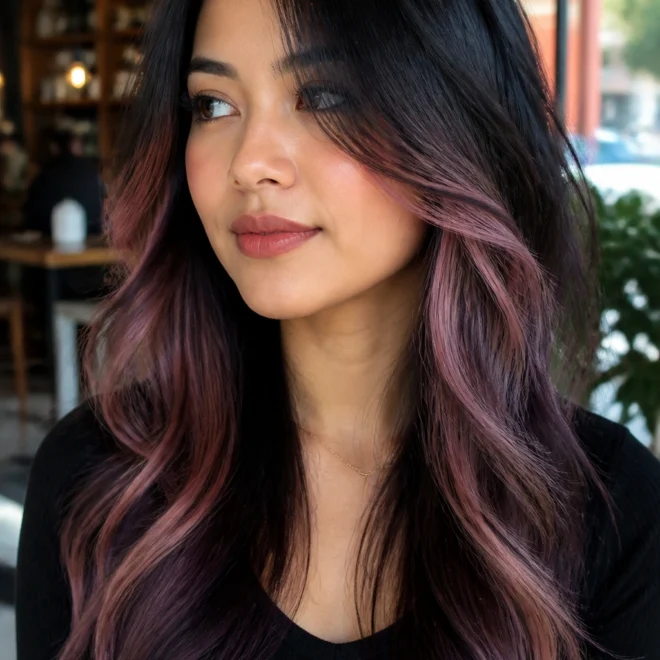 25 Pink Black Hair Color Ideas for Round Faces