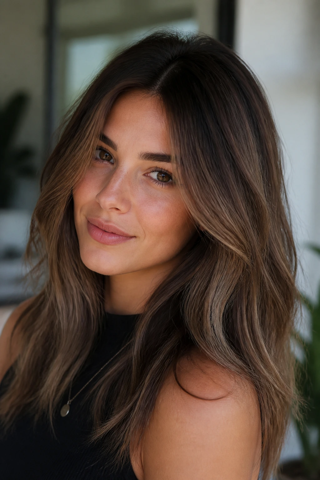 Portrait of person with mochas smudged root color