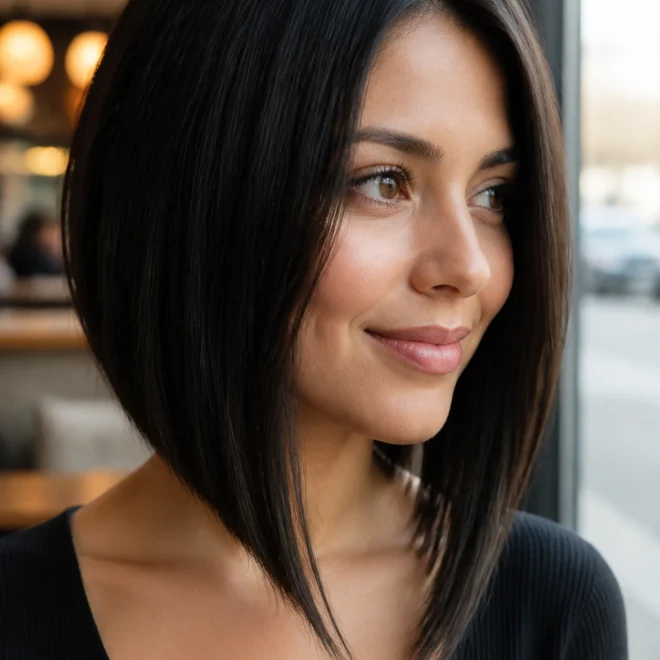 25 Long Black Bob Haircuts for Round Faces