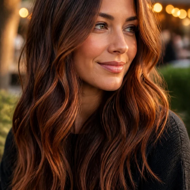 28 Brunette Red Balayage Looks for Brown Hair