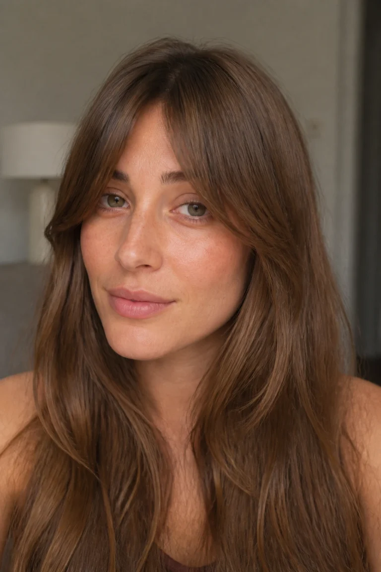 28 Brown Fringe Hairstyles for Round Faces