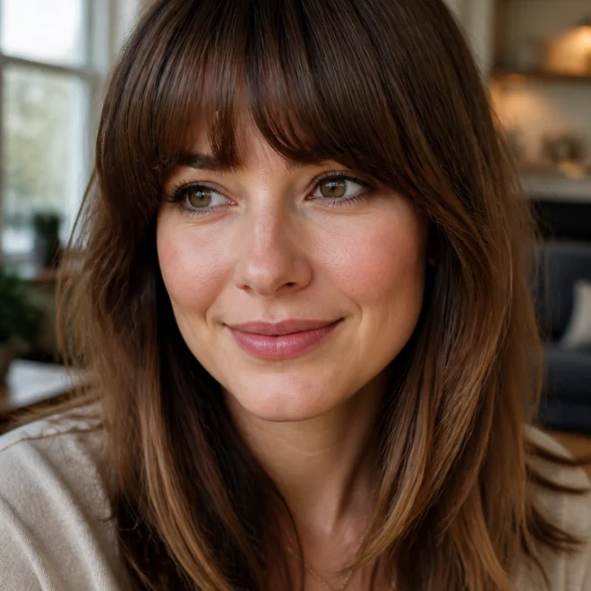 22 Thick Bangs Ideas for Round Faces