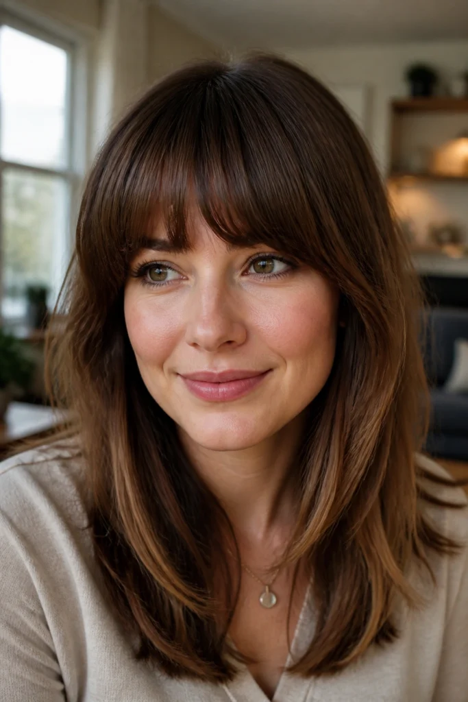 22 Thick Bangs Ideas for Round Faces
