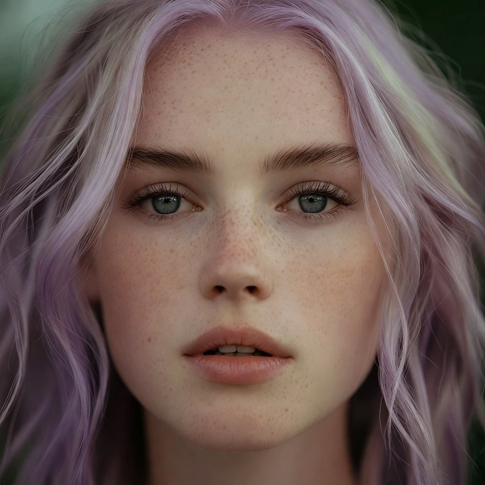 Platinum blonde with soft lavender toner close-up
