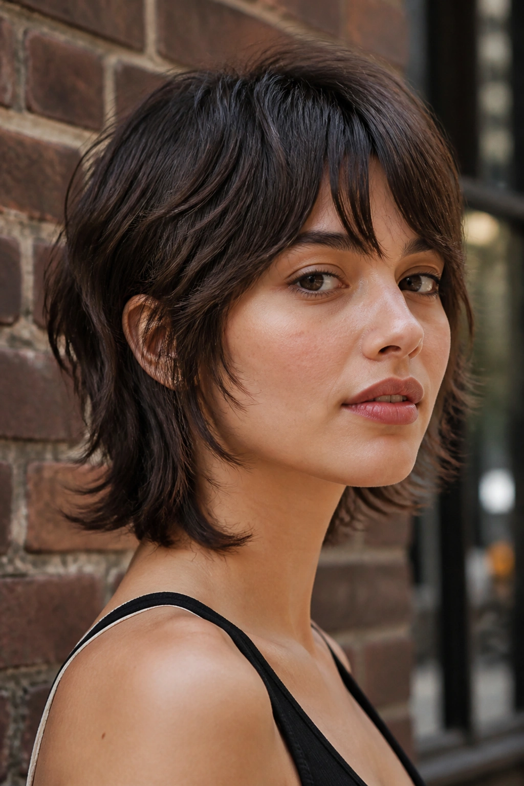 Close-up of a woman with Soft Mullet Bob with Broken Layers