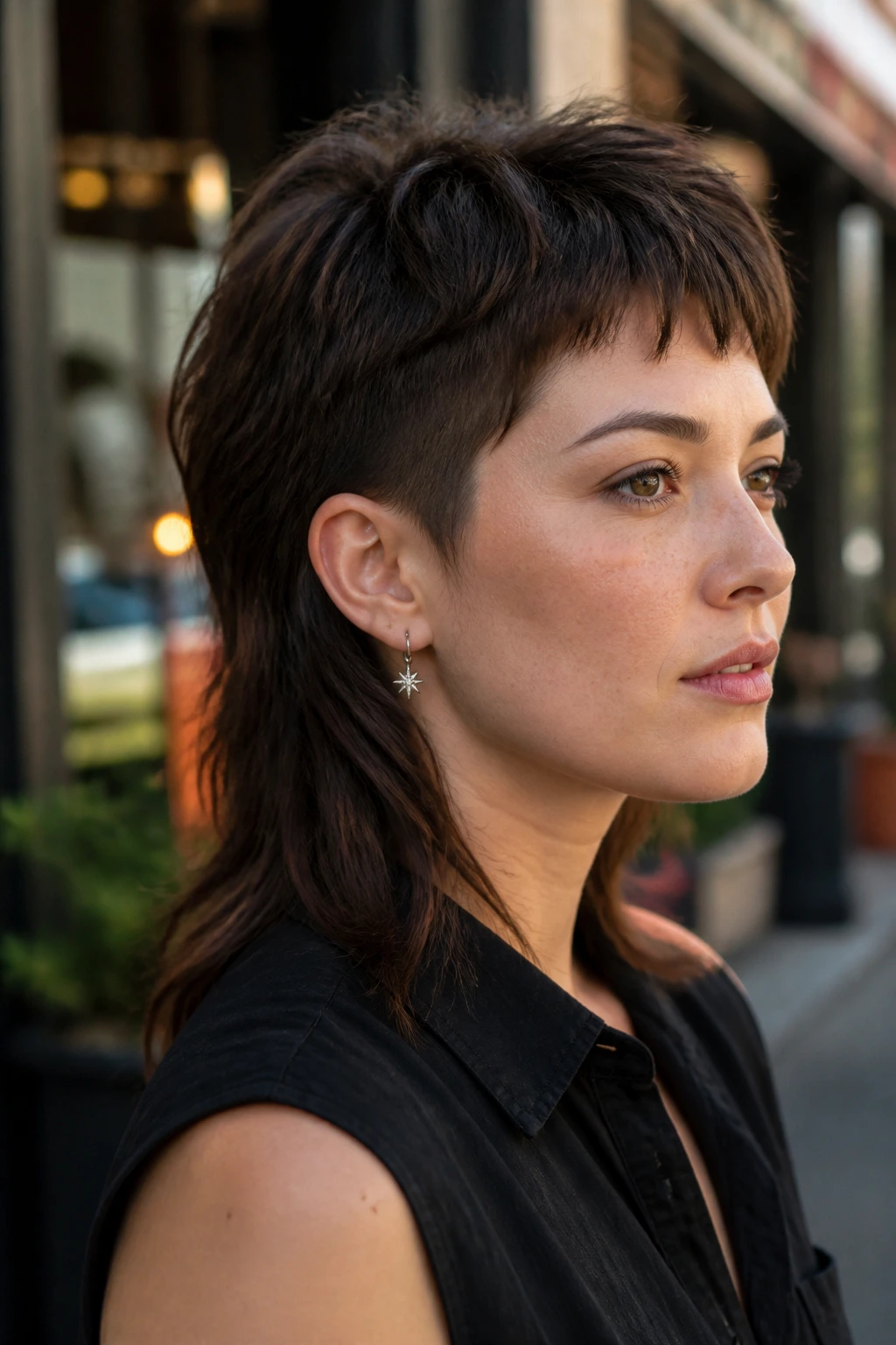 Soft mullet with tapered sides on a real person