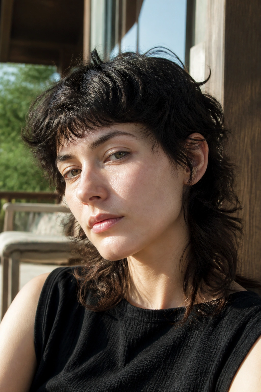 Close-up of a real person with Soft Mullet With Wavy Ends