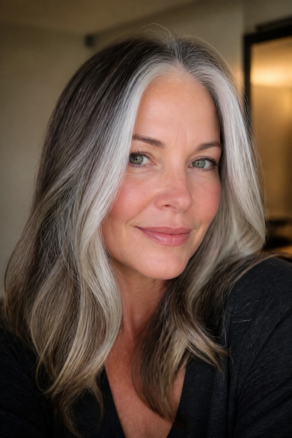 Portrait showing pearl-face framing highlights near eyes and temples