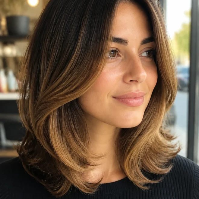25 Caramel Balayage Looks for Round Faces