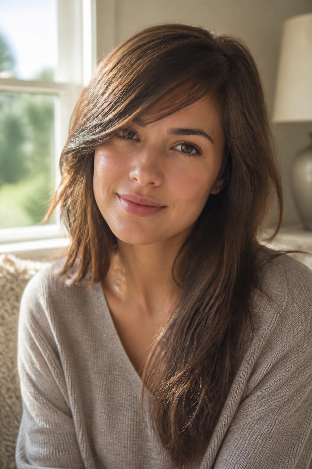 Close-up portrait of a real person with a soft side sweep