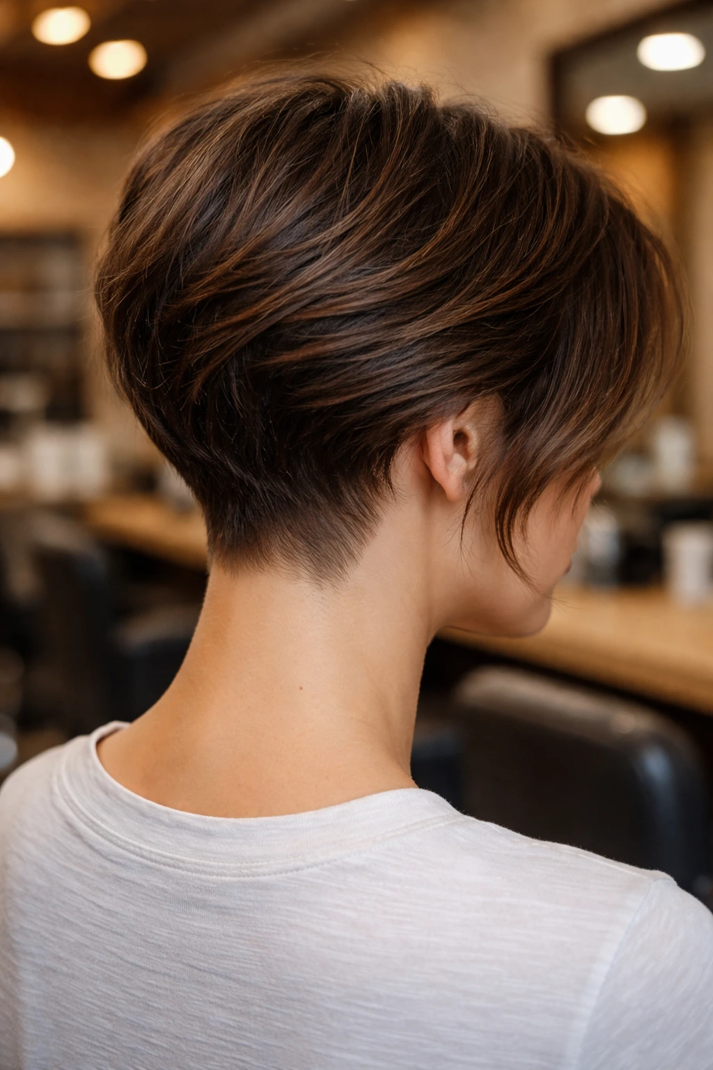 Close-up portrait of a real person with a soft undercut at the nape