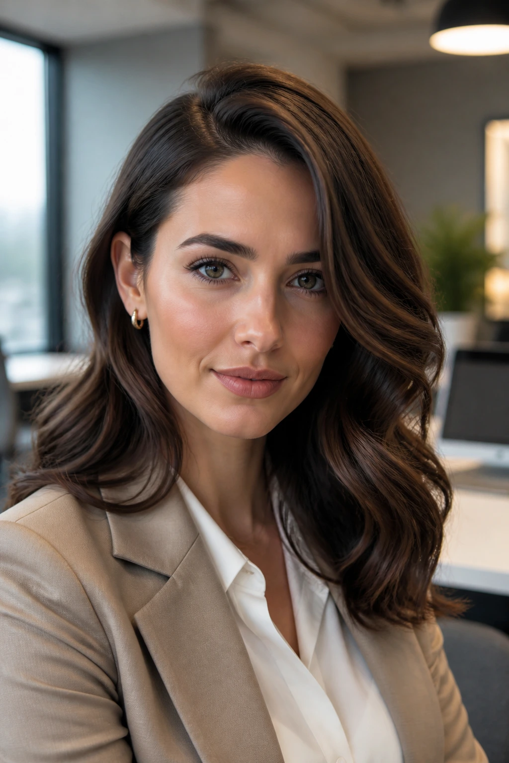 Close-up of soft waves and deep side part in a professional setting