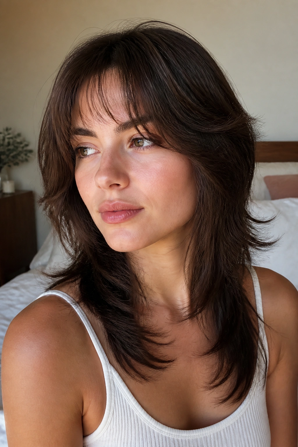 Soft wolf cut with tapered ends on a real person; crown lift and movement