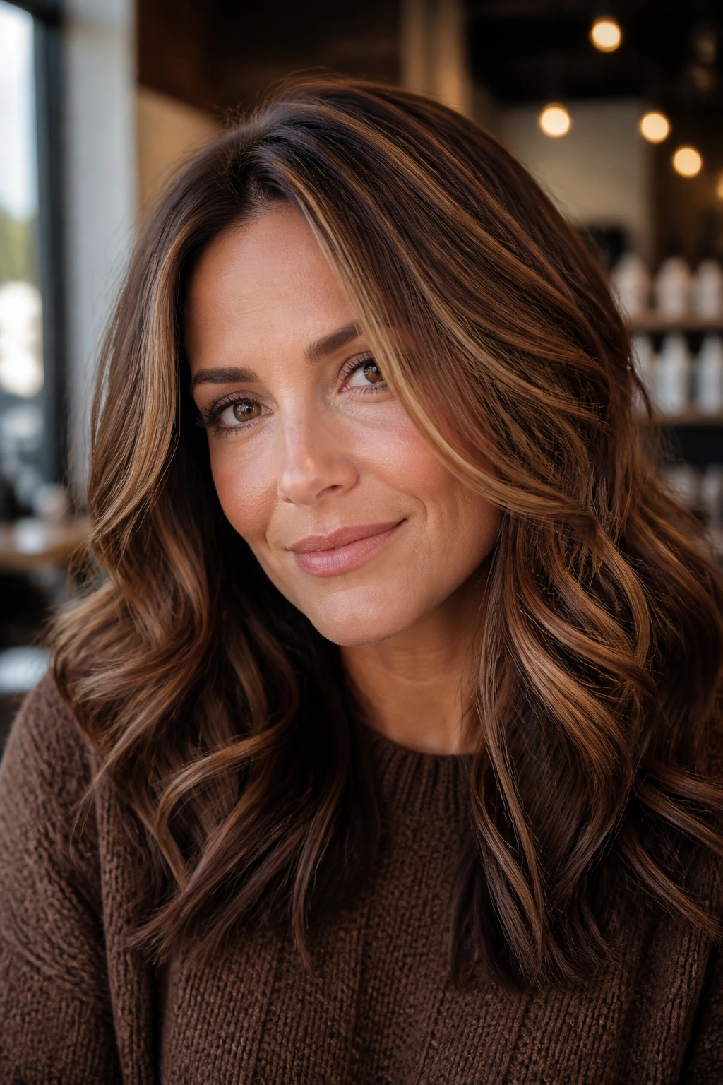 Close-up portrait with spiced chai lowlights and highlights for depth