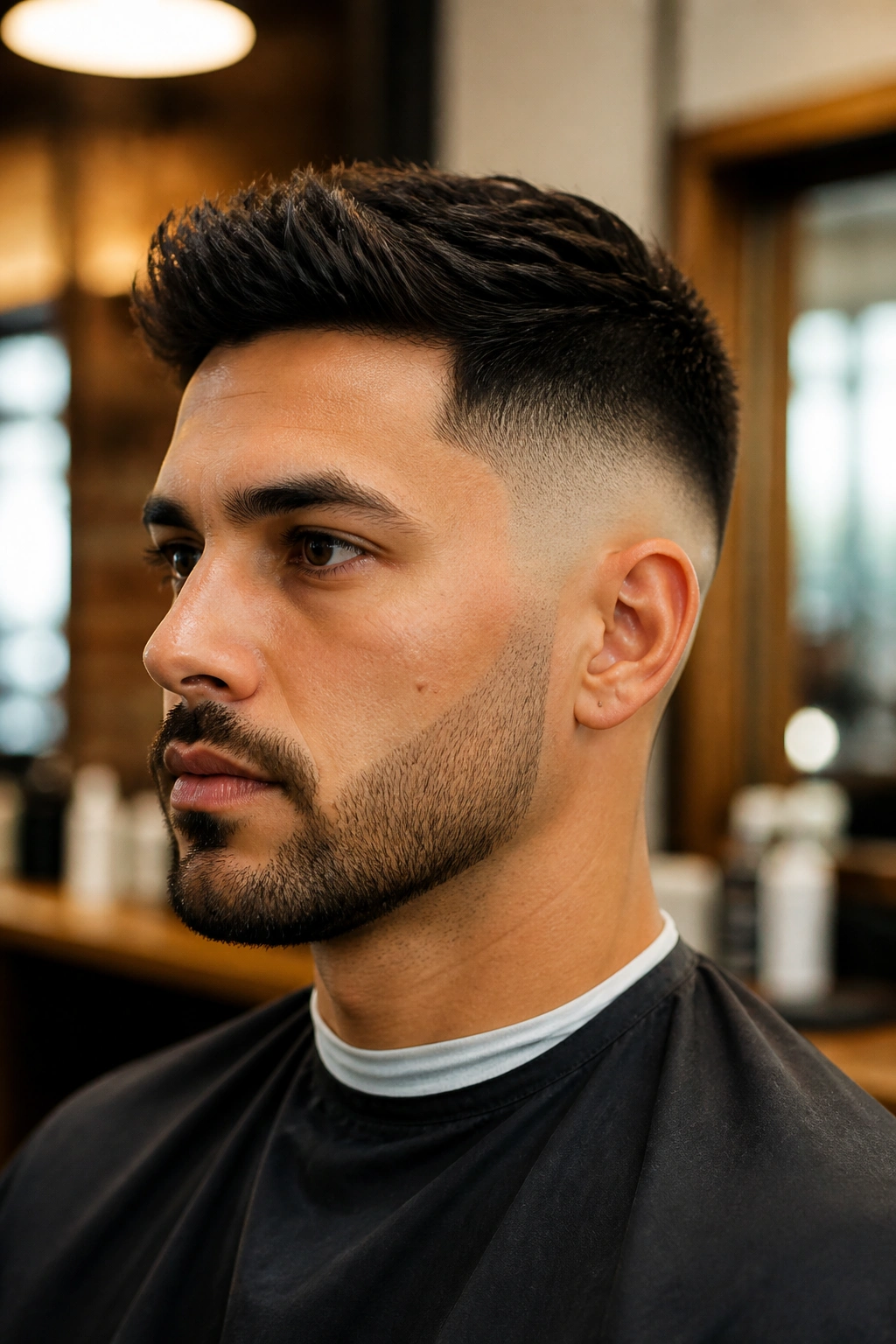 Close-up portrait of a man with a taper fade