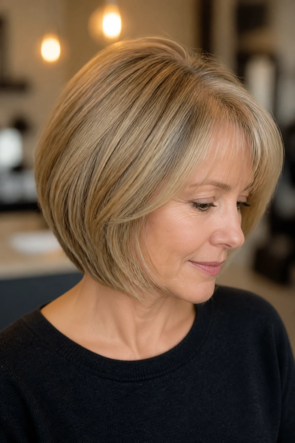 Close-up of a real person with a tapered cut and beveled ends