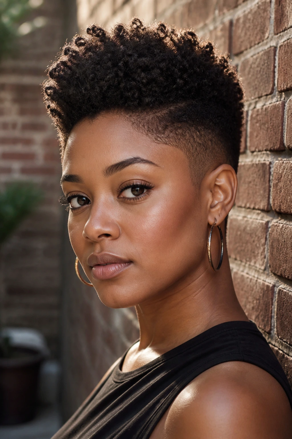 Close-up portrait of a real person with tapered natural coils and shaped outline