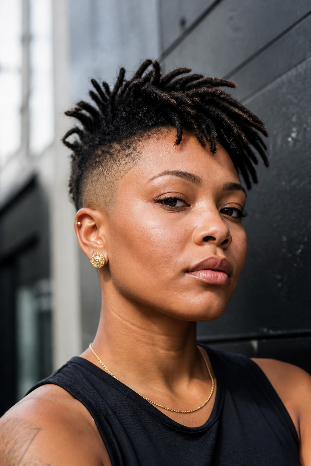 Close-up of a real person with a tapered undercut loc crop.