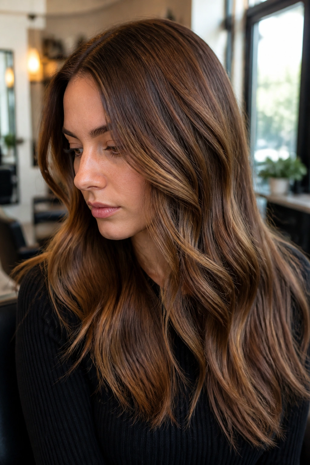 Close-up of a real person showing Tawny Bronze Brown with dusty, earthy bronze tones