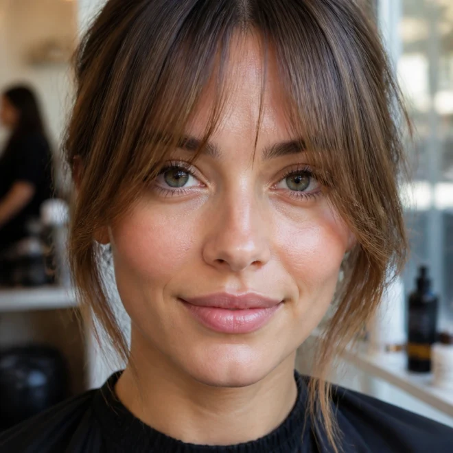 25 French Bangs Ideas for Round Faces