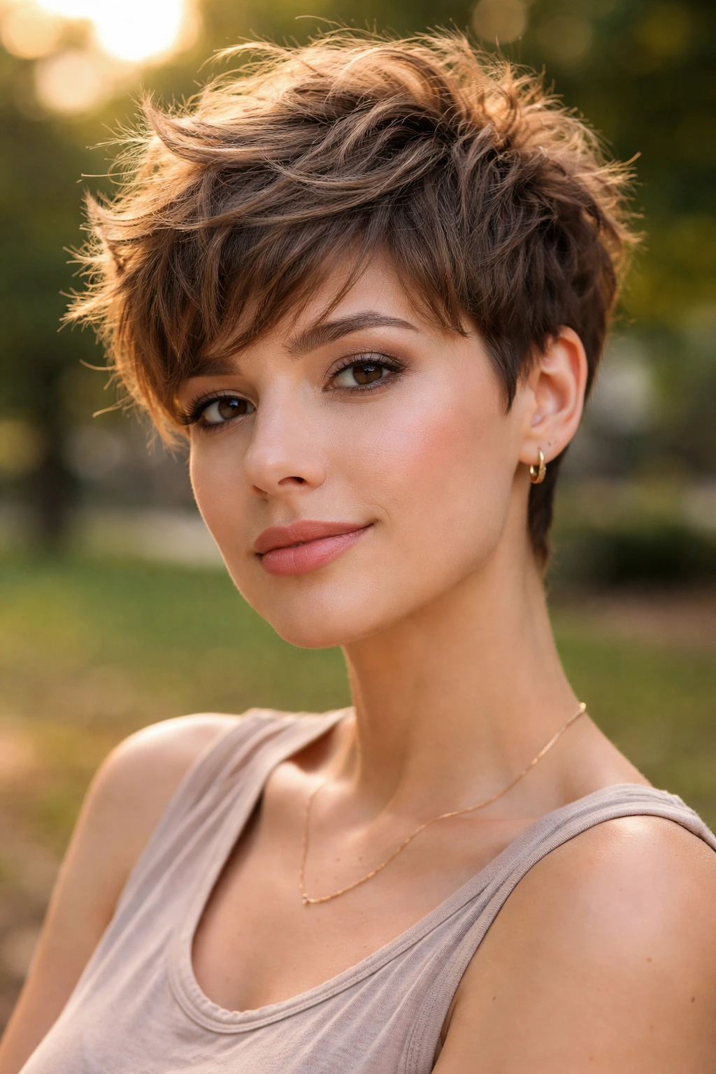 Close-up of a real person with a short, textured crop.