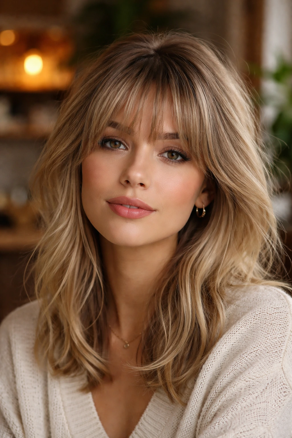 Close-up portrait of real person with texturized root-boost bangs