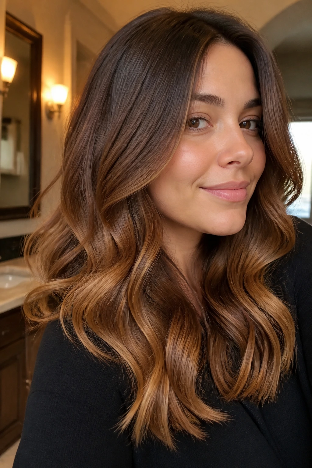 Medium brown hair melt of toffee and honey caramel