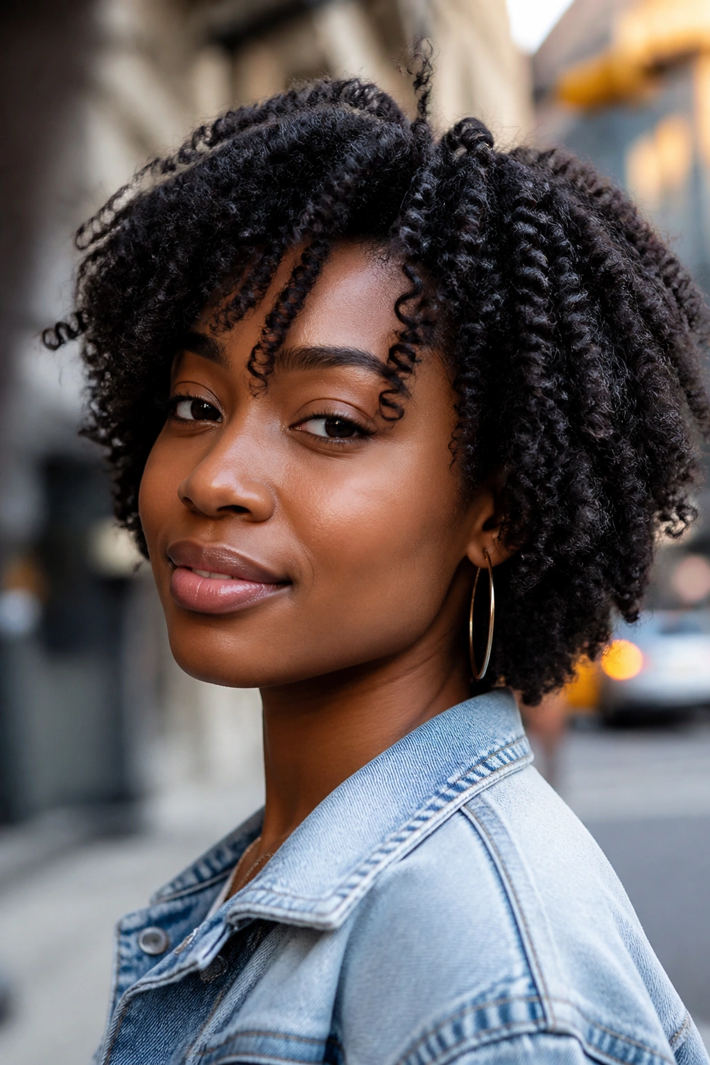 Close-up of a person with a two-strand twist-out hairstyle.