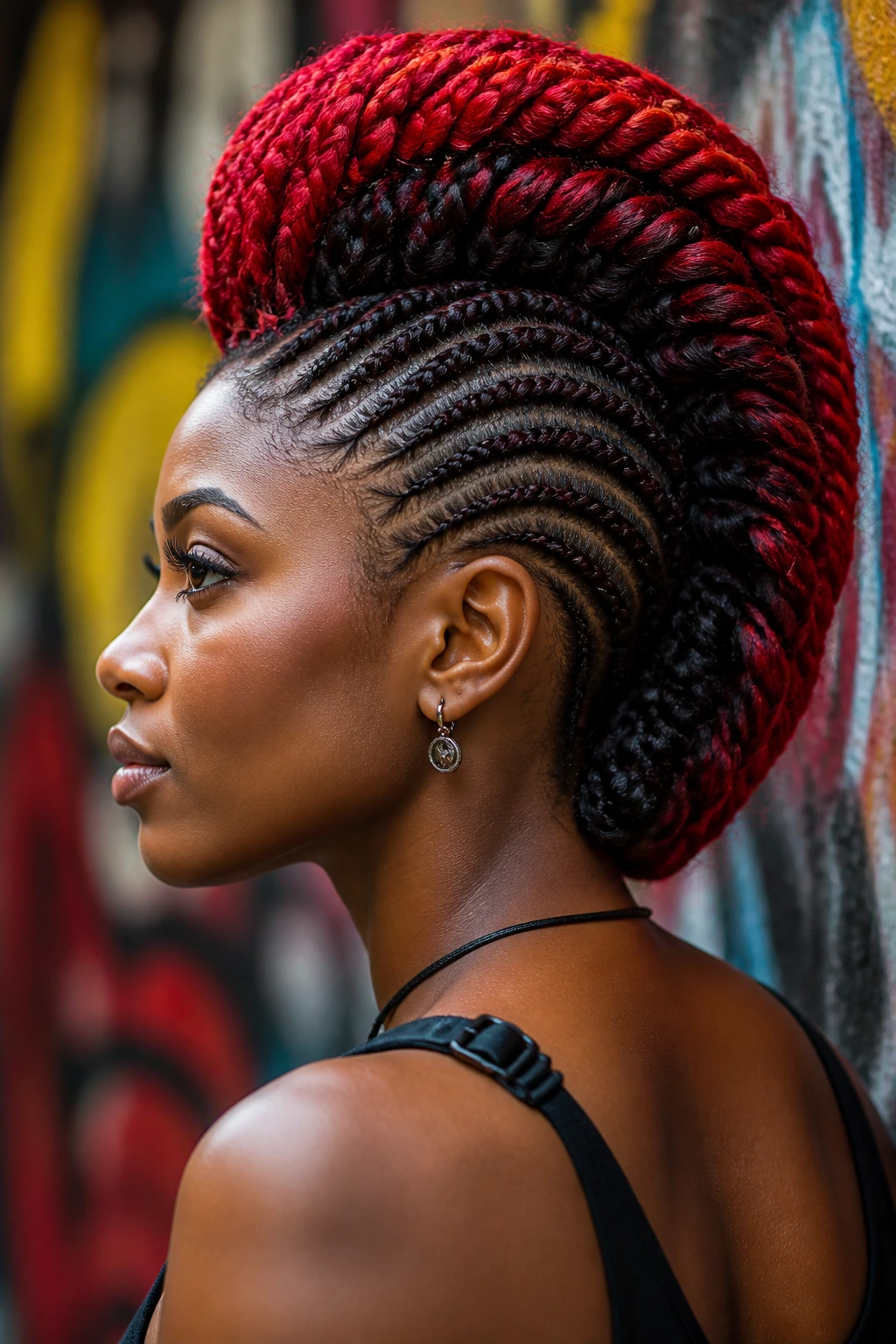 Real person with Two-Tone Mohawk featuring contrasting hues along sides and center