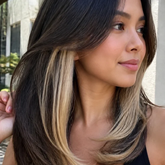28 Peekaboo Hairstyles for Round Faces