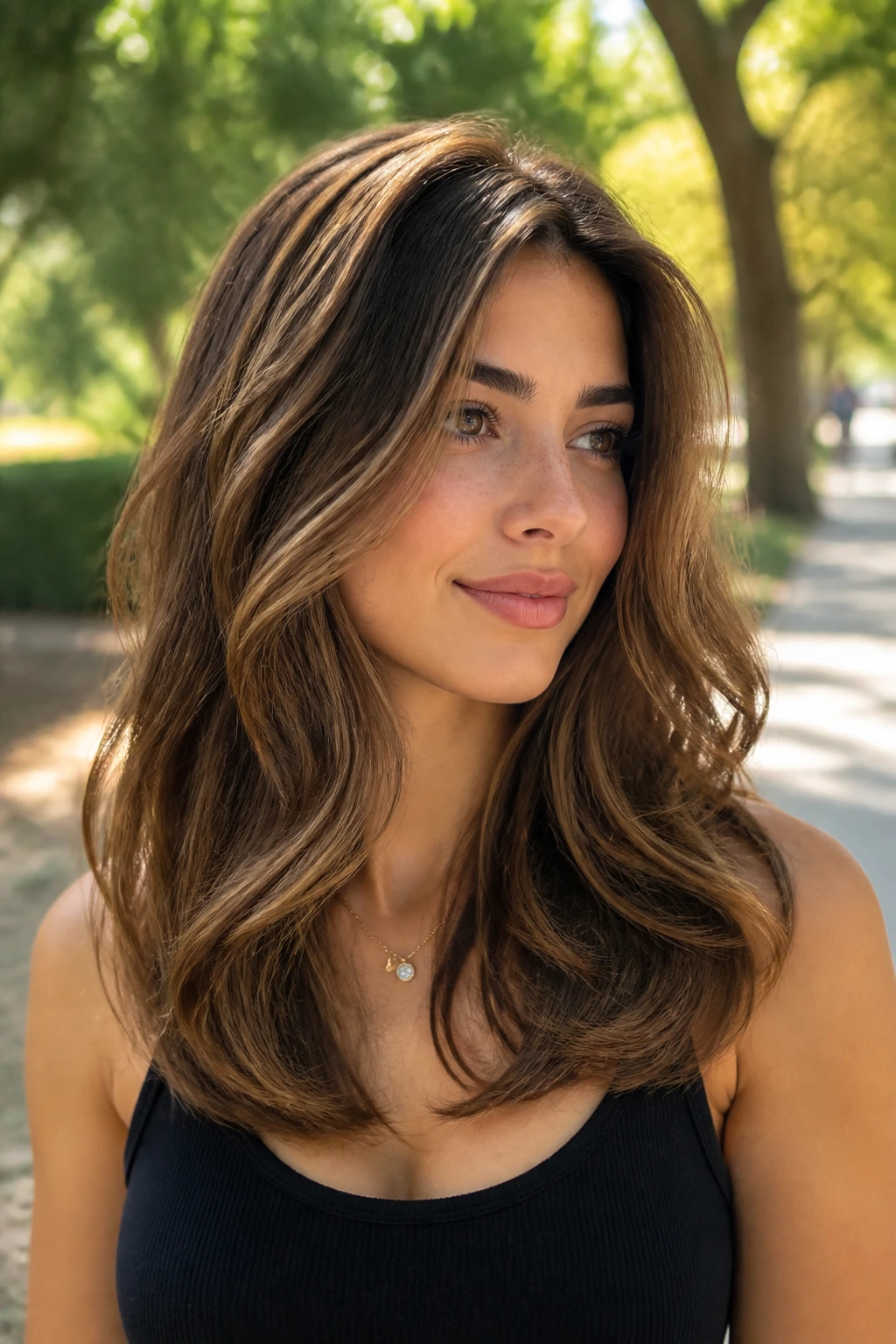 Real person with U-shaped cut and curved ends.