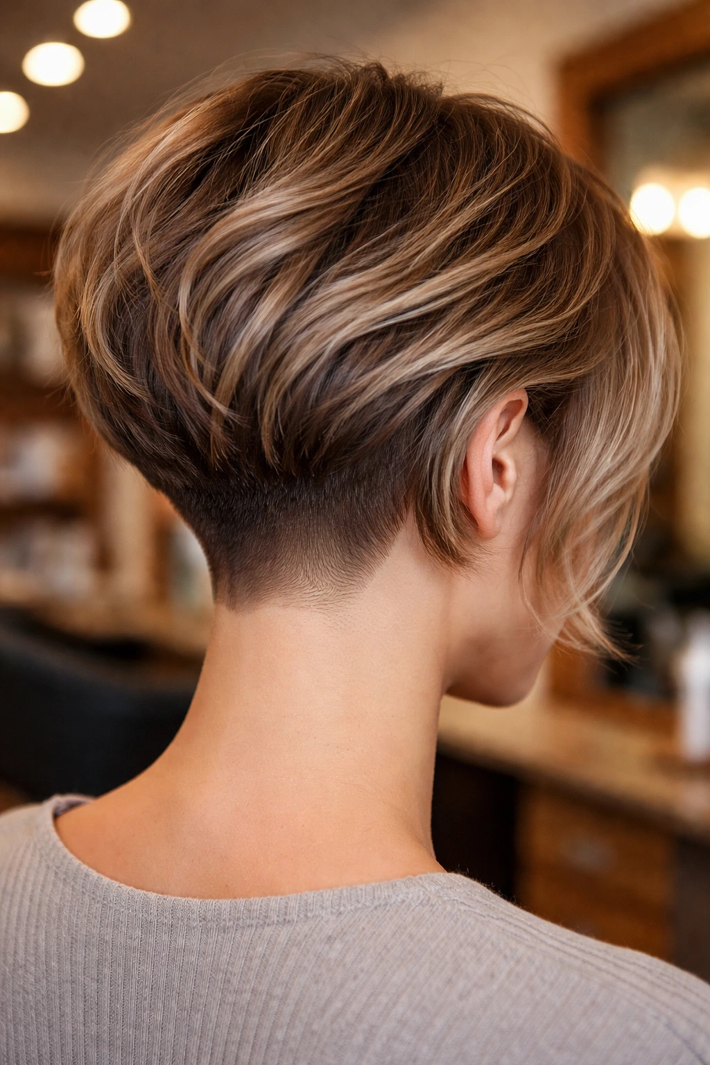 Back of neck close-up showing undercut at nape on real person