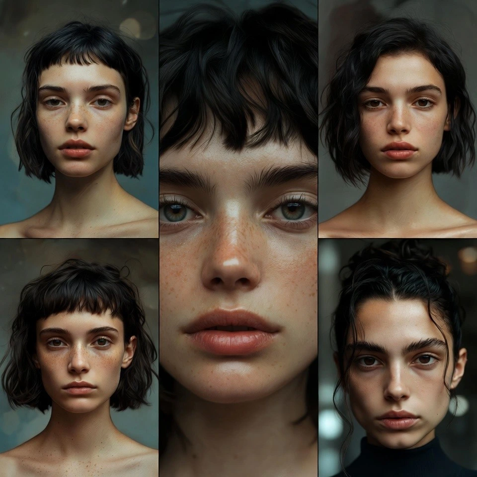 Close-up portrait of a real woman showing an asymmetrical undercut at the nape with lob-length hair.