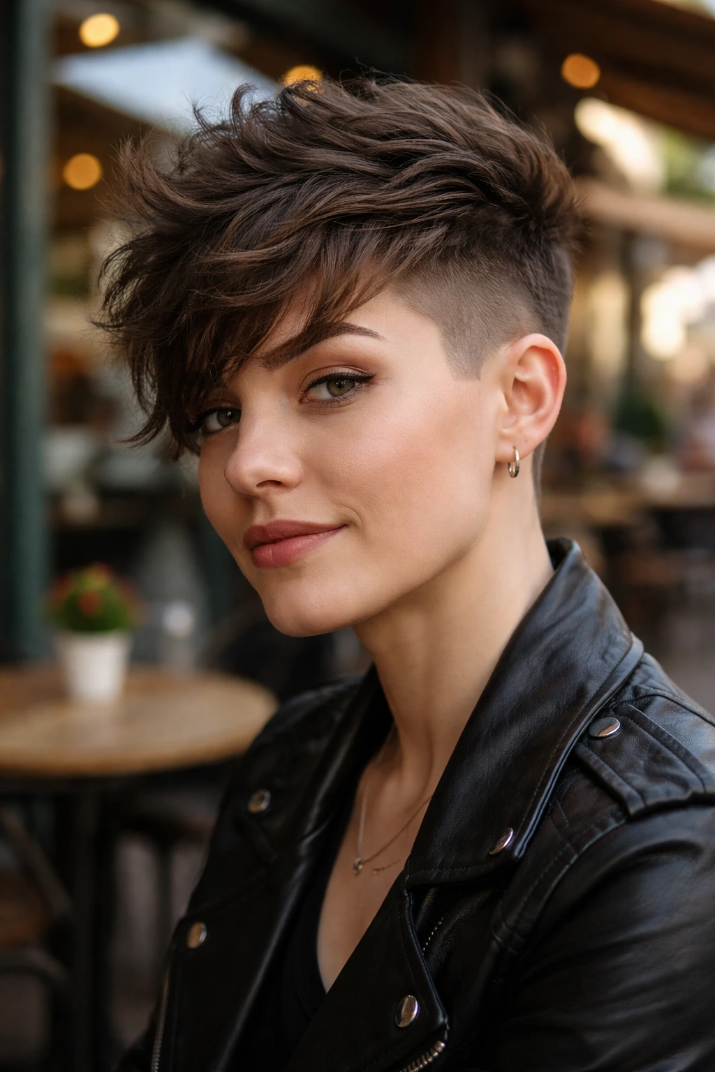 Close-up of a real person with an undercut and textured top