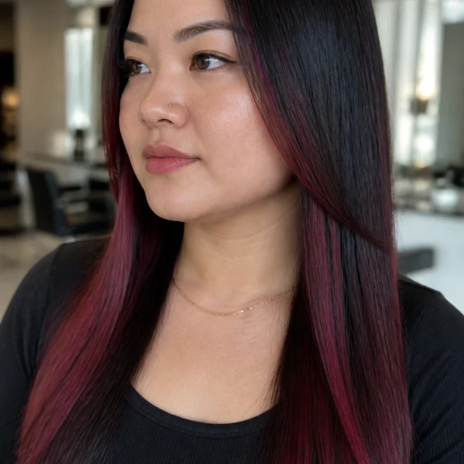 20 Black Red Highlights for Round Faces