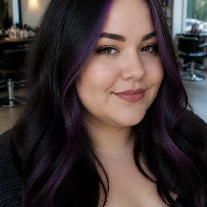 30 Purple Black Highlights for Round Faces