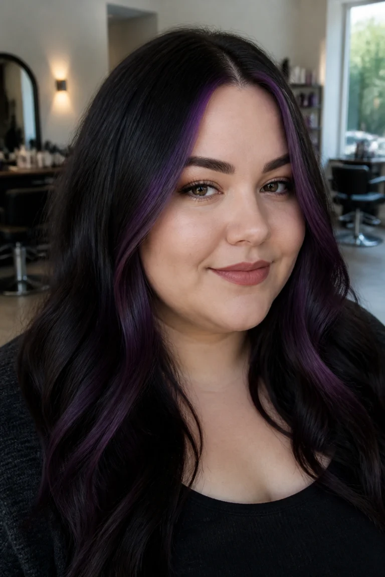30 Purple Black Highlights for Round Faces