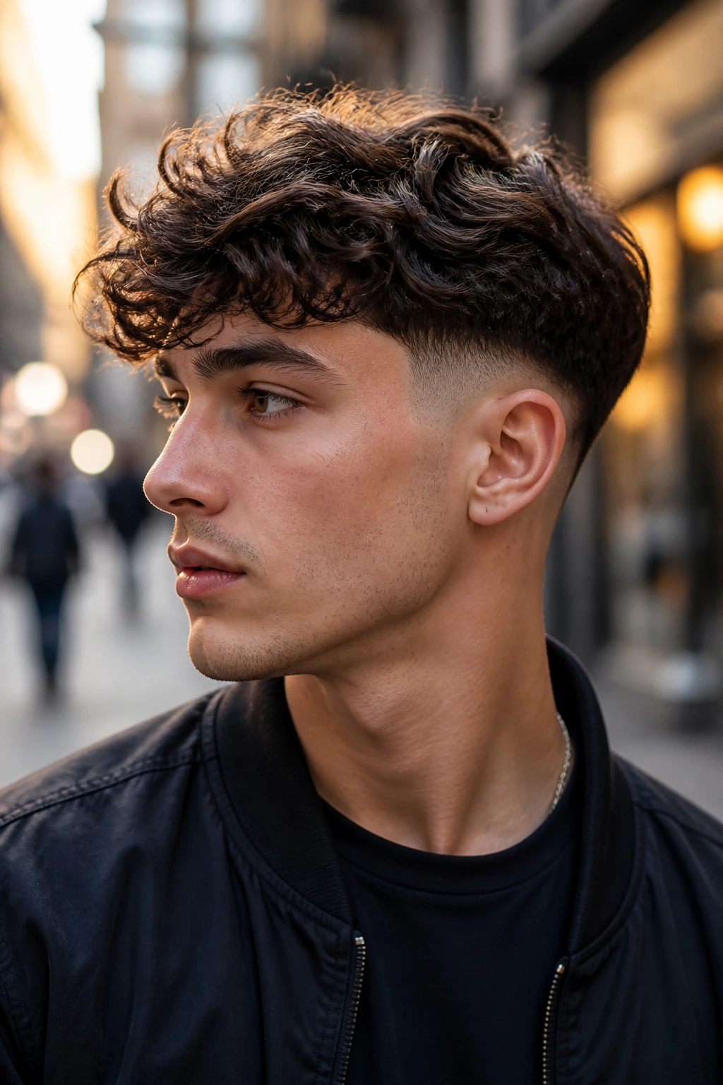 Portrait of a man with a wavy top and drop fade