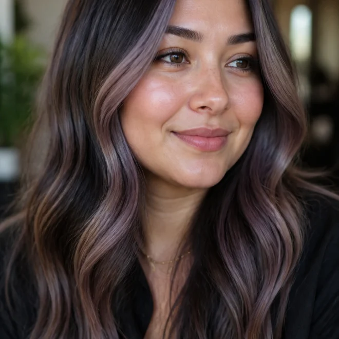 22 Lilac Brown Highlights for Round Faces