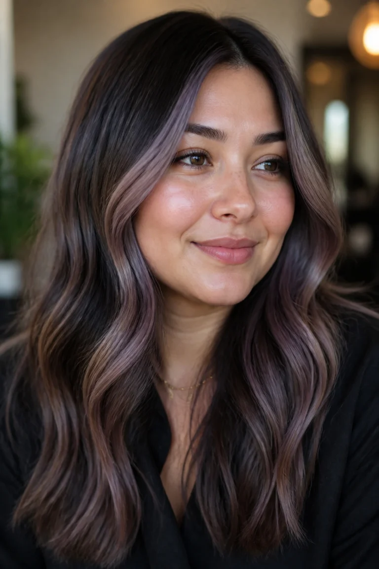 22 Lilac Brown Highlights for Round Faces