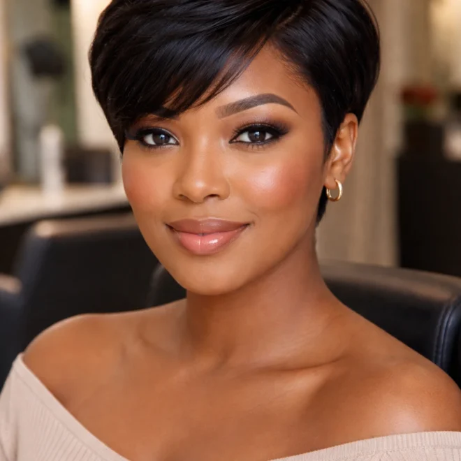 22 Short Black Wig Styles for Round Faces